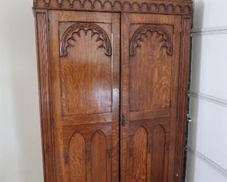 $375.00 - Antique English Style Wardrobe in Excellent Condition with Beautiful Detailing - Great Storage with Shelves Inside - Dimensions - 47" W x 72" H x 18" D