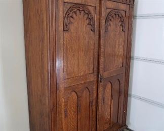 $375.00 - Antique English Style Wardrobe in Excellent Condition with Beautiful Detailing - Great Storage with Shelves Inside - Dimensions - 47" W x 72" H x 18" D