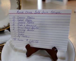 $695.00  - 67 Pc Lenox Gold Trimmed Eclipse in excellent condition 