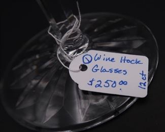 $250.00 - 7-3/8 Waterford Wine Hock Glasses - 12 in set.