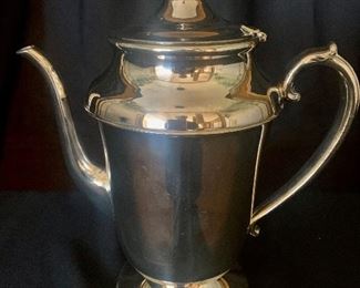 #1352A. 10” silver plate coffee pot $24