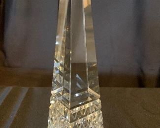 #1472D. Crystal Obelisk 10” (small chips on 3 corners) $30