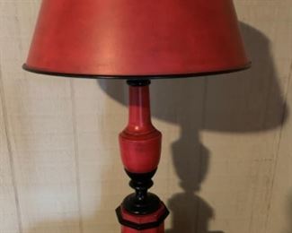 #1532K  30” vintage lamp with metal shade $45
