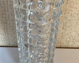 #1199D  large vintage cubist geometric Art Deco style glass 10” vase $65