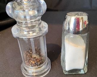 #1056A - Acrylic pepper grinder and salt shaker - $7