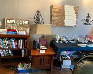 books, signs, great smalls! (sorry this end table not for sale)