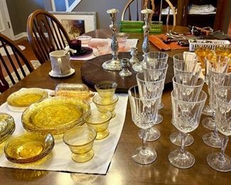 depression glass, fine crystal 