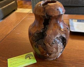 cherry burl vase signed by artist
