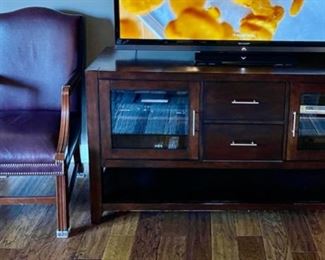leather chair, tv cabinet (this TV not for sale but we have more)