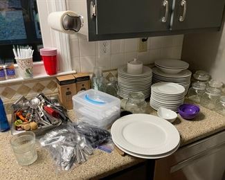 tons of nice kitchen utensils, American Atelier At Home "Apollo" china, etc.