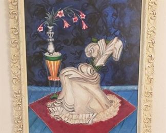 Original Signed Artemisis (Artemisia) Drefs                    
   "Still Life with Dress and Flowers"                                          
     Oil on Panel 1945-46                                                   
               Original Frame