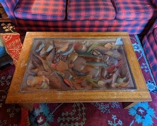 BEAUTIFUL COFFEE TABLE WITH FISH CARVINGS MUST SEE TO APPRECIATE