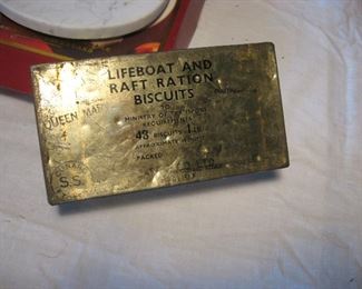 Ration tin with biscuits inside unopened from Queen Mary