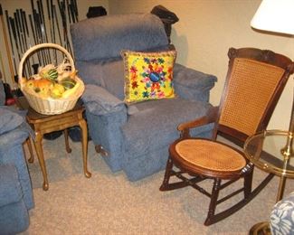 Pair of blue rocker/recliner chairs
