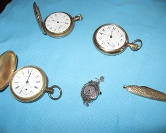 Non working pocket watches, small chlds watch 12k gf band