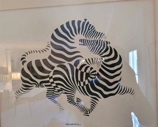 Vaseley litho of Zebras