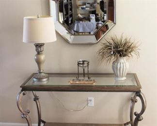 Entrance foyer table/console with octagon mirror.
