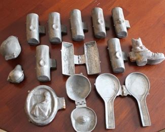 Part of antique pewter ice cream mold collection.  