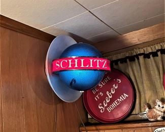Schlitz Bar sign.  Lights up and spins