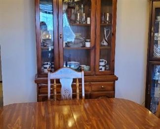 dining room table, hutch, curio cabinet