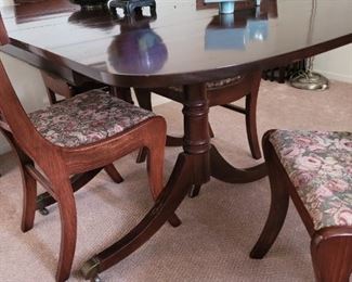 Duncan Phyfe Drop Leaf Table with 4 Chairs - This is base of Table 