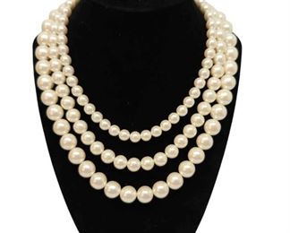001 3 Strand Pearl Necklace