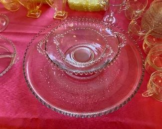Imperial glassware serving bowls and platter