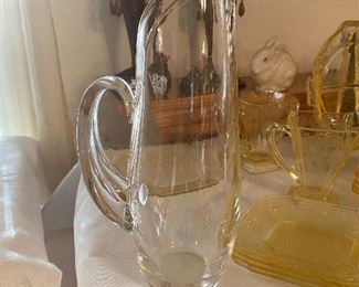 Steuben pitcher with split handle (rare)