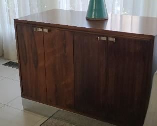 Pair of cabinets and Curry and Co. Lamps