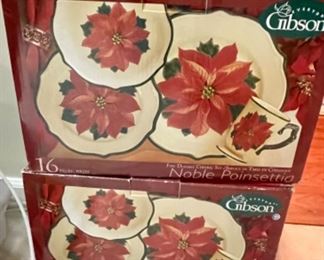 2 sets of Gibson Christmas dishes