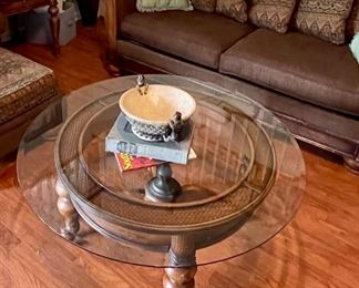 glass top coffee table
