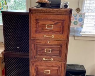 4 drawer oak filing cabinet, shredder