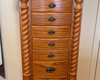 large oak jewelry armoire