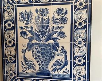 Blue and white azulejo tile picture from Portugal.
