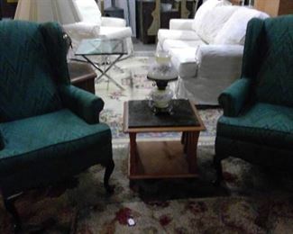 Pair of Wingback Chairs(green)