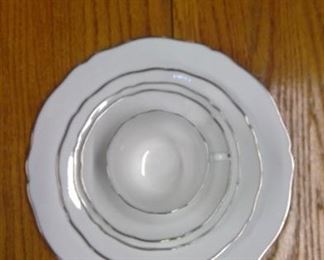 Spode China service for 8 (silver trim)