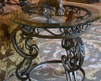 metal, glass top end table