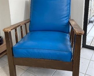 Blue "Leather" Mission Style Vintage Chair