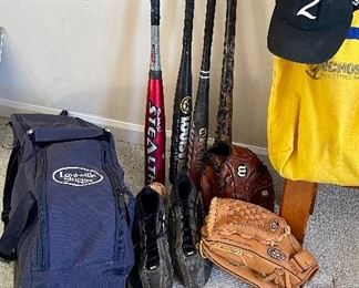 Louisville Slugger Bat Bag, Mitts, Cleats and Bats