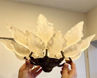 Art Deco, 2 Tiered Petals Alba Macbeth Evans Waldorf Astoria Ceiling Fixture