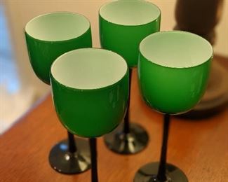 Carlo Moretti cased glass wine glasses.