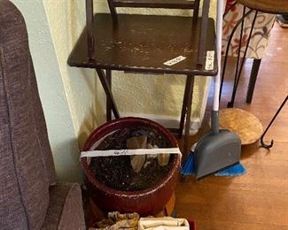 Ceramic planter & basket of fabric & sheers