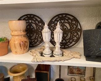 Miscellaneous - candle stand, mirror set, metal