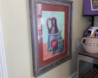 Original country art piece in a barn wood frame