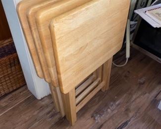 Set of 4 wooden TV trays for those Friday movie nights!