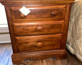 Solid wood bedside table. Look for its Big Sister dresser and mirror.