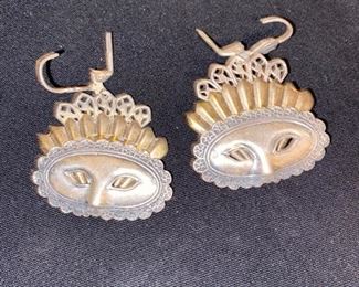 Sterling silver Marci Gras mask earrings