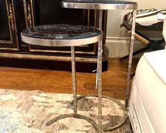 Pair of Iron & mosaic marble nesting tables