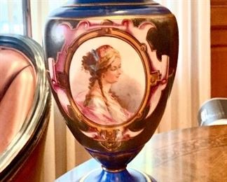 Pair of antique urn conversion lamps