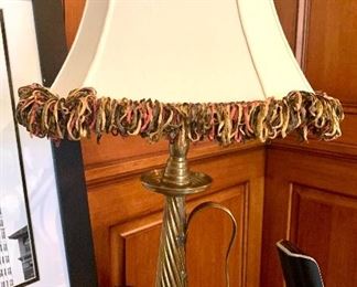 Antique brass candlestick conversion lamp